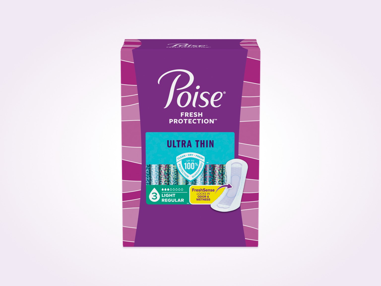 Poise®  Ultra Thin Pads For Bladder Leaks, 3 Drop Light Absorbency, Regular Length