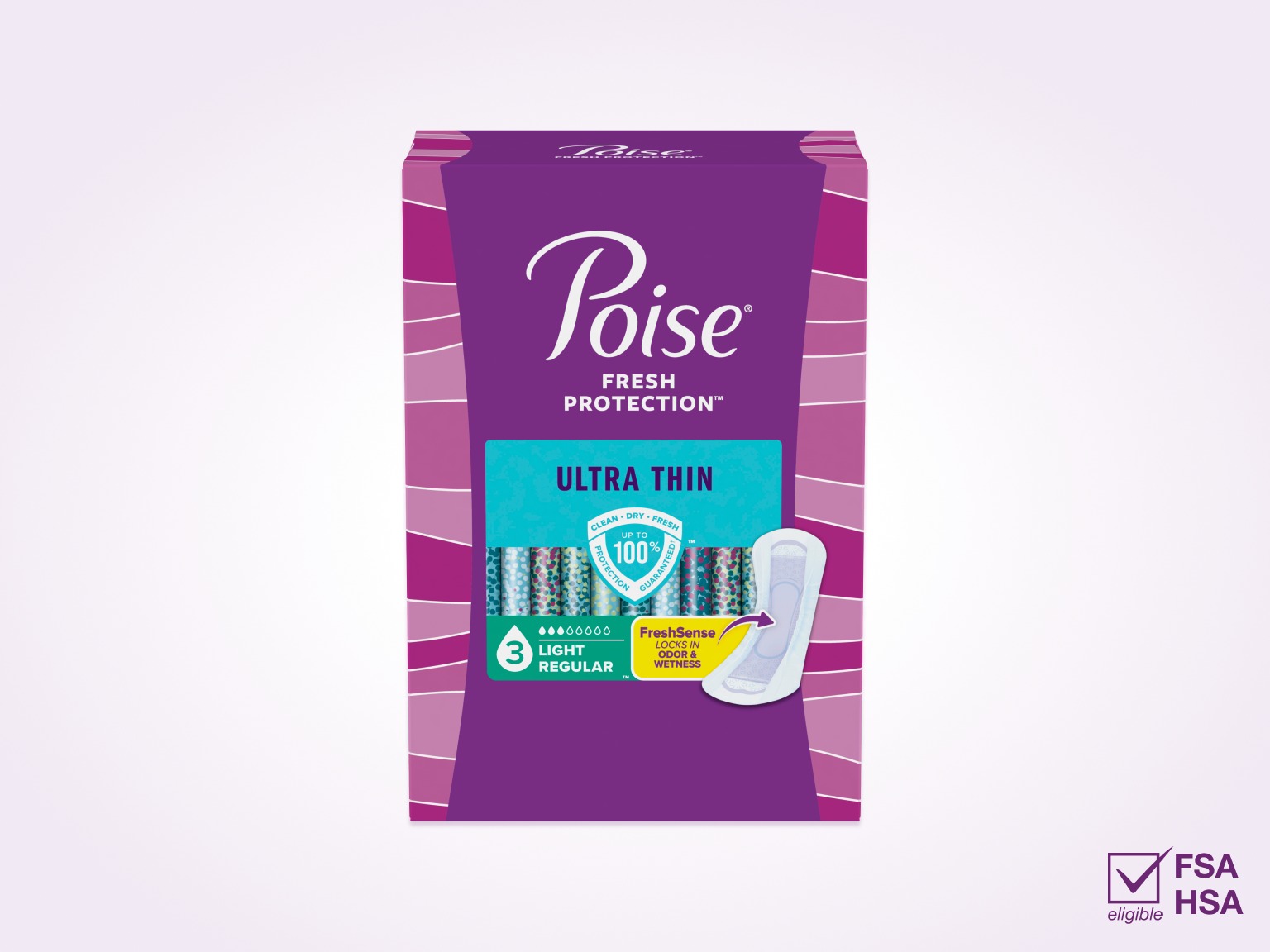 Poise® Ultra Thin Pads For Bladder Leaks, 3 Drop Light Absorbency, Regular Length